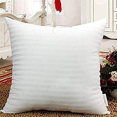 2 Pcs Stripe Hotel Cushion Filler 90 GSM outer fabric, 400 grams with Microfiber filling, Size: 30 x 50, White