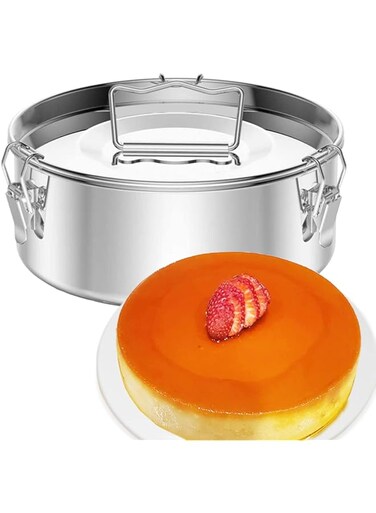 TERRIFI Flanera Stainless Steel Flan Mold 60 oz, Compatible with Instant Pot 6qt and 8qt, Mexican Design Flan Maker with Lid, Flan Pan Moldes para Flan, Durable Flaneras Moldes