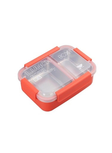 Giggles BrainGiggles Stainless Steel 2 Compartments Lunch Box with Removable Inner Tray for Kids Adults - Red