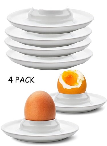 PCS Egg Holders Soft Hard Boiled Egg Cup Classic Style White Plastic Egg Stand Plates Egg Tray For Hard Soft Boiled Eggs Microwave And Dishwasher Safe