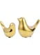 SWIUKPHE Bird Statue Decor, 2 Pack Ceramic Small Animal Figurines Accent Home Decor Sculpture Ornaments for Living Room, Bedroom, Office, Store Desktop Shelf (Gold)