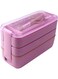 Three-Compartment Lunch Box Set Pink 900ml