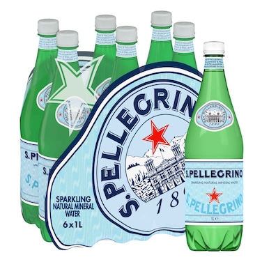 San Pellegrino Sparkling Natural Mineral Water 1L Pack of 6