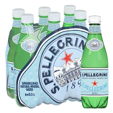 San Pellegrino Sparkling Natural Mineral Water 500ml Pack of 6