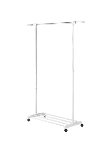 Whitmor Deluxe Adjustable Garment Rack - Rolling Clothes Organizer - White and Chrome