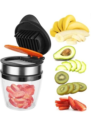Slicer Cup, Egg Slicer, Strawberry Slicer, Banana Cutter Slicer, Kiwi Grape Slicer Cutter, Stainless Steel Slicer for Soft Fruit Vegetable, Quickly Making Fruit Vegetable Salad
