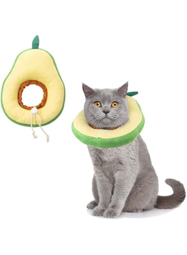 NeoStyle Adjustable Cat Cone Recovery Collar, Dog Cone Alternative After Elizabeth Collar Surgery, Cat Cone to Stop Licking Soft Dog Cone, Cat Neck Cone Soft Side Collar for Cats and Dogs (avocado)