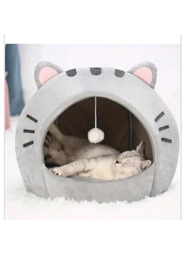 Cozy Cat Bed, Small, 3 Sizes, Grey Colour with Cushion, Detachable