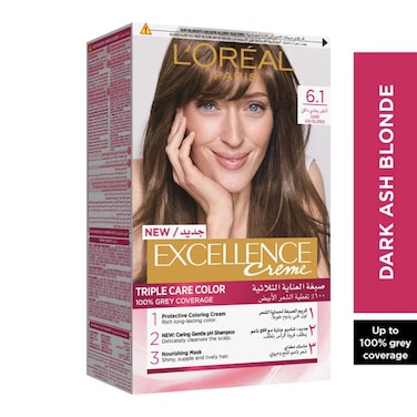 لوريال باريس إكسيلنس كريم العناية الثلاثية صبغة شعر المطولة 6.1 -أشقر رمادي داكن-