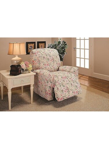 Madison Stretch Jersey Recliner Slipcover, Large, Floral, Pink