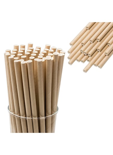 seven 200 Pack Kraft Paper Drinking Straws - Biodegradable &amp; Ink-Free