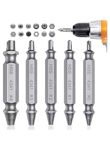 MAKINGTEC 5 PCS High Speed Steel Hexagon Socket Set Screw Removal Kit, Damaged Wire Stripping Screw Extractor Kit for Damaged Screw Extractor Kit