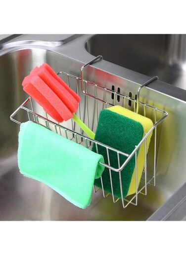 Oban Kitchen Sink Sponge Holder kitchen sink caddy Stainless Steel, Soap holder Holder for kitchen sink Organizer Hanging Antimicrobial Drain Holes for Sanitary Drying Drainer Rack