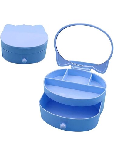 Cat Shape Jewelry Storage Box Plastic Role Play Toy DIY Kids Toys (BLUE)