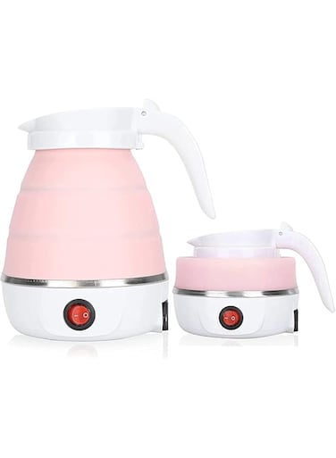 Foldable Silicone Water Heater Jug &ndash; Compact Electric Kettle for Hot Water on the Go (Pink), Ideal for Travel, Camping &amp; Hiking