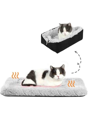 OYUNCU NUJOOM Cat Bed Small Dog Bed, Self Warming Cat Beds Self Heating Cat Dog Mat, Extra Warm Thermal Pet Pad Pet Bed Snooze Sleeping for Cat/kitten/Dog/Pet (Black)