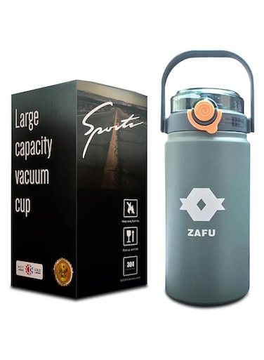 ZAFU Stainless Steel Water Bottle with Straw, 1l Large Capacity Thermos Bottle, Vacuum Flask Insulated, BPA BPS FREE, Leak Proof Water Bottle with Handle, For Hot and Cold Drinks (Blue)