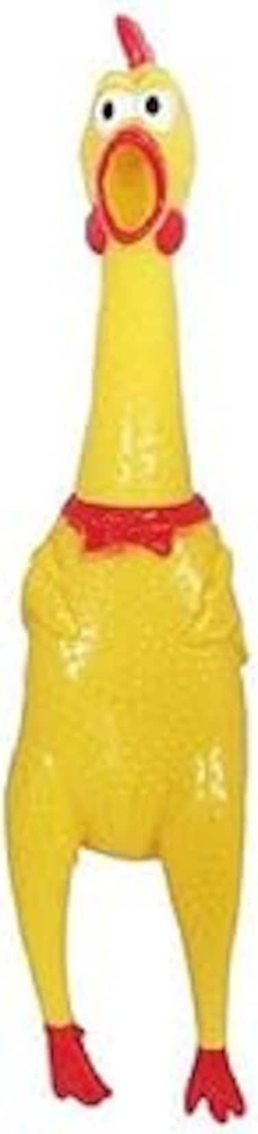 HALAMODO Squeeze Shrilling Screaming Chicken Squawking Chicken Fun Dog, Toy Prank Novelty Toy Squawking Chicken Toys for Pets or Kids（30cm）