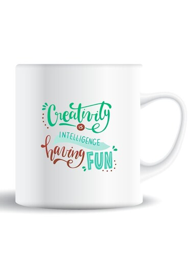 Premium Quality Two Sided Printed Coffee Mug Tea Cup Creativirty Is Intelligence Having Fun For Home Office, Kids Men Women