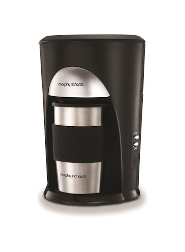 Morphy Richards Coffee On The Go Filter Coffee Machine 162740 Black And Brushed Stainless Steel Coffee Maker, Black Brushed Steel"Min 1 year manufacturer warranty