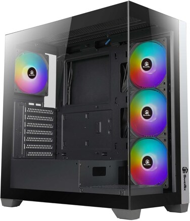 GamerTek Stellar MID Tower ATX Gaming Case &ndash; Black, ARGB Fans, High-Performance Build