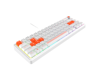 لوحة مفاتيح GamerTek Fusion 65% اللاسلكية الميكانيكية - أبيض