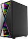 GamerTek Vega Mid Tower ATX PC Case &ndash; Infinity RGB Front Panel, High Airflow Design, 1 x ARGB Fan Included &ndash; Black