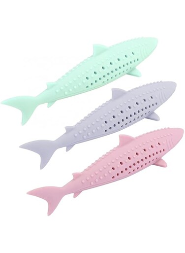 Rayyan Cat Toothbrush Toy, Cat Toothbrush Fish Chew Toys with Catnip Interactive Cat with Silicone Toy Cat Teeth Cleaning Brush Molar Stick for Cat Gift (3 PCS) Tease Cat Tool