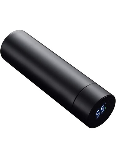 Star Smart Water Bottle with LED Temperature Display, 500ml Stainless Steel Vacuum Flask, Leak-Proof Portable Travel Mug for Tea and Coffee - Black