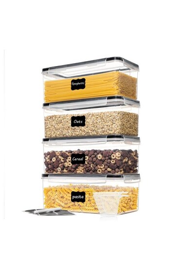 Airtight Food Storage Containers with Lids 4pcs Set 108.2oz, Plastic Spaghetti Container for Pasta Spaghetti organizer, BPA Free Air Tight House Kitchen Pantry Organization and Storage