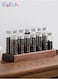 Single Dose Coffee Bean Storage Tubes 14 Pcs with Lids and Wooden Stand, Dosing Glass Vials for Coffee Bean Storage and Display