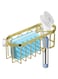 Yazoni 2-in-1 Sponge Holder for Kitchen Sink, Suction Cup Rack Caddy, No Drill Rustproof Kitchen Sink Organizer for Place Dishwashing Brush Soap and Sponge (Gold)