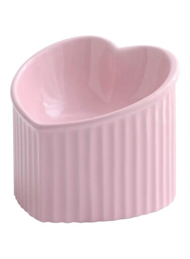 YNTT Pink Ceramic Cat Bowl Set - Elevated Cat Food and Water Bowls, Non-Slip Base, Perfect for Small Dogs, Includes Cat Plate