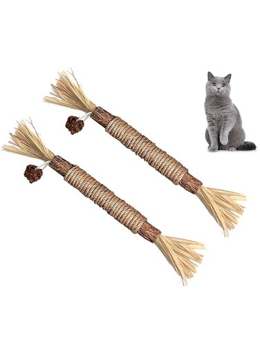 2 PCS Silvervine Cat Chew Toys, Catnip Cat Chew Sticks for Teeth Cleaning