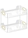 U-HOOME Bathroom Organizer Countertop, Clear Makeup Desk Organzier for Dressing Table, Bathroom Vanity Countertop, 2-Tier Vanity Tray Shelf for Cosmetic, Lotions, Perfume and Toiletries (Clear)