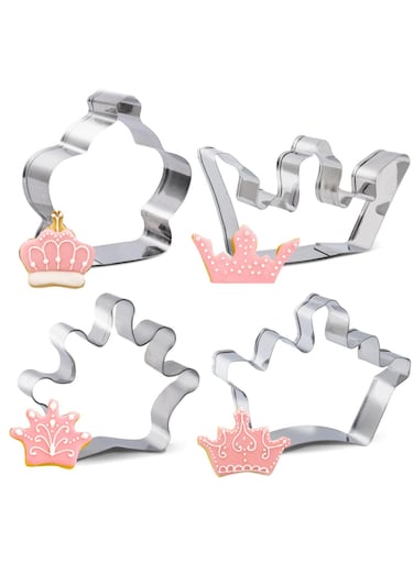 seven Stainless Steel Crown Cookie Cutters - Set of 4   Perfect for Baking King, Queen, Prince, Princess Pastries, Sandwiches, and Biscuits