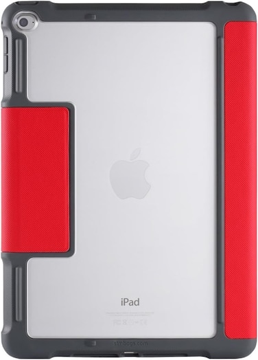 جراب STM Dux لجهاز Apple iPad Air 2 مقاس 9.7 بوصة - حماية فائقة من السقوط، ظهر شفاف، معتمد من اختبار السقوط العسكري، يدعم وظيفة السكون/التنشيط التلقائي - أحمر