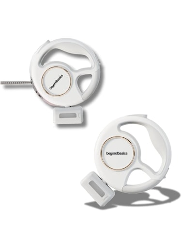 Beyond Basics 3 in 1 Pet Leash with Rechargeable LED Light for Night Walks - Dog &amp; Cat Walking Leash with Chew Proof Cable - With Poop Bag Holder- White