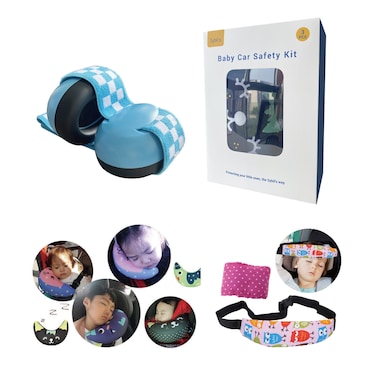 Sybil&rsquo;s 3-In-1 Baby Travel Safety Kit - Ear Muff, Head Protector, Car Seat Shoulder Pad - 0M+ Comfort &amp; Support