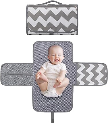 Sybil&rsquo;s Waterproof Portable Diaper Changing Pad 90x60cm with Padded Mat, Zipper and Inner Pockets