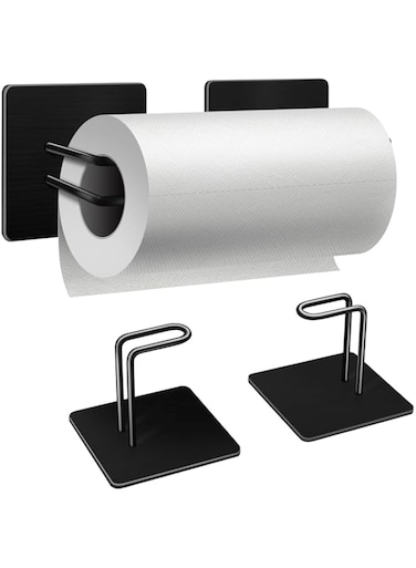 Strong Magnetic Paper Towel Holder Refrigerator, Upgraded Version Magnet Rv Paper Towel Holder Wall Mount for Fridge and Grill, Pegboard Hanging Paper Towel Holder, Premium Black Stainless Steel