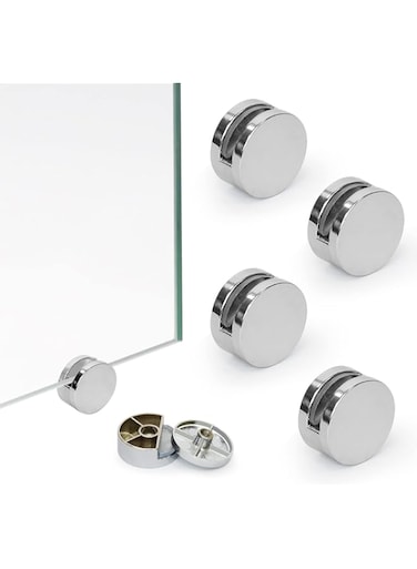 SYOSI 8Pcs Mirror Wall-Mounted Holders Clips, , Round Shape Stand Clips for Support Mirrors Glass, Bathroom Mirrors Dresser Mirror Fixed Bracket for 3-6mm Thick Mirror