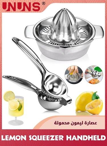 Lemon Squeezer Handheld,2PCS Stainless Steel Lemon Citrus Orange Juicer With Strainer And Bowl,Lime Fruit Hand Squeezer Kitchen Tool,Dishwasher Safe,Easy to Clean