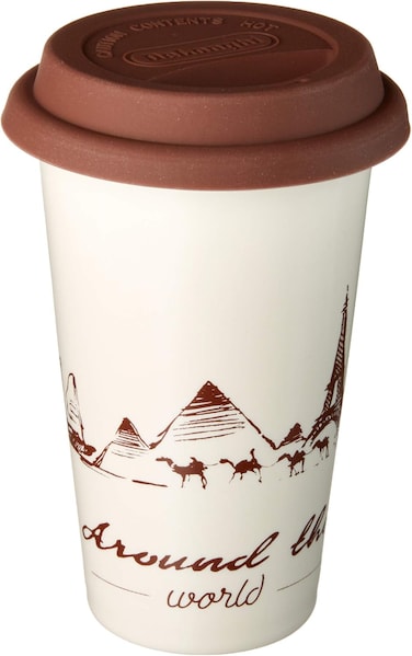 Thermobecher aus Keramik, doppelwandig, mit Silikondeckel, 295 ml, Globetrotter"Min 1 year manufacturer warranty