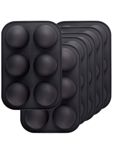 Newk 6 Holes Semi Sphere Silicone Mold, 6 Packs 6-Cavity Half Sphere Mold for Making Chocolate Bomb, Cake, Jelly, Pudding, Dome Mousse - Black