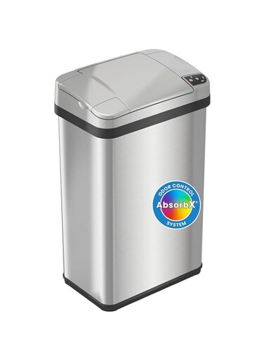 iTouchless 4 Gallon Sensor Trash Can with Odor Filter and Fragrance, Touchless Automatic Stainless Steel Waste Bin, Perfect for Office and Bathroom
