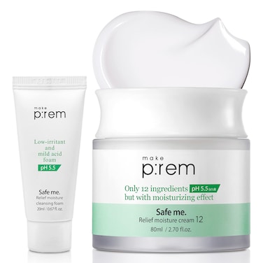 MAKEP:REM Safe Me. Relief Moisture Cream for Dry Sensitive Skin - Moisturizer Night Cream - Hydrating &amp; Nourishing, Reduce Redness, Acne &amp; Wrinkles with Hypoallergenic, Natural - VEGAN, EWG Verified