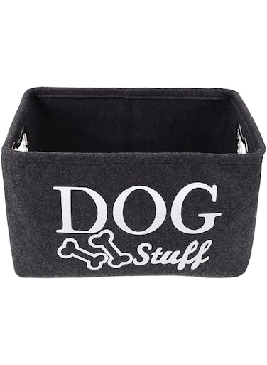 Aputue Dog Toy Box, Waterproof Inside Pet Supplies Storage Basket, Basket for Dog Toys Perfect for Organizing Pet Toys and Accessories, Dog Toy Storage Bin with Metal Handles Collapsible