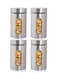 4 piece set Stainless Steel Food Storage Canister Sets with Glass Visible Window &amp; Airtight Lids,Airtight Sugar Coffee Tea Candy Storage Jars，Food Storage Containers Grain Storage Tank (950ml)