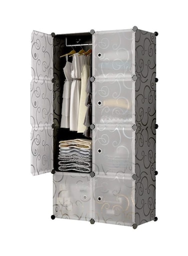 Modular Detachable Closet Black/White 75x47x147cm